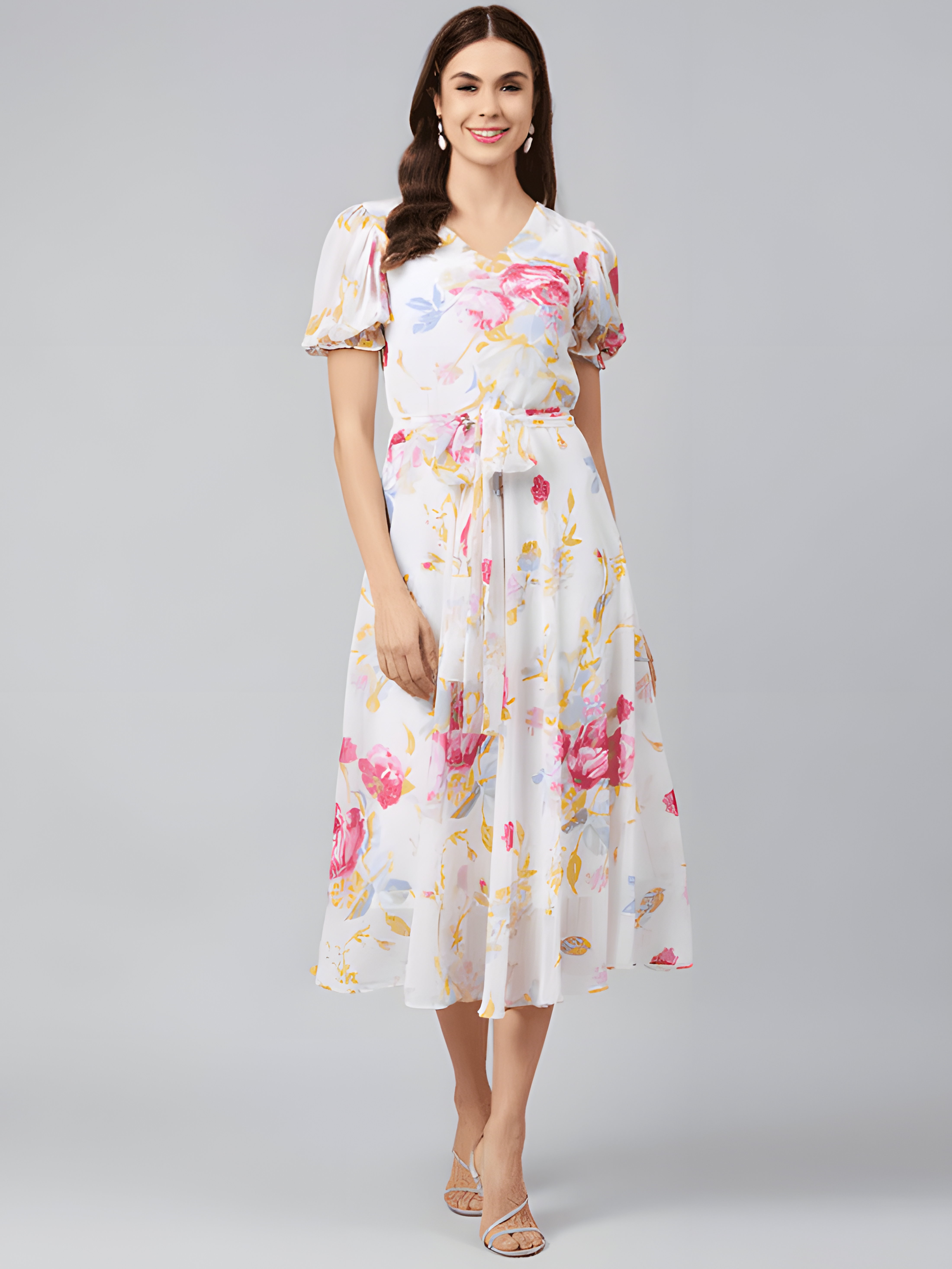 Multi-Color FlaMulti-Color Floral Midi Dress