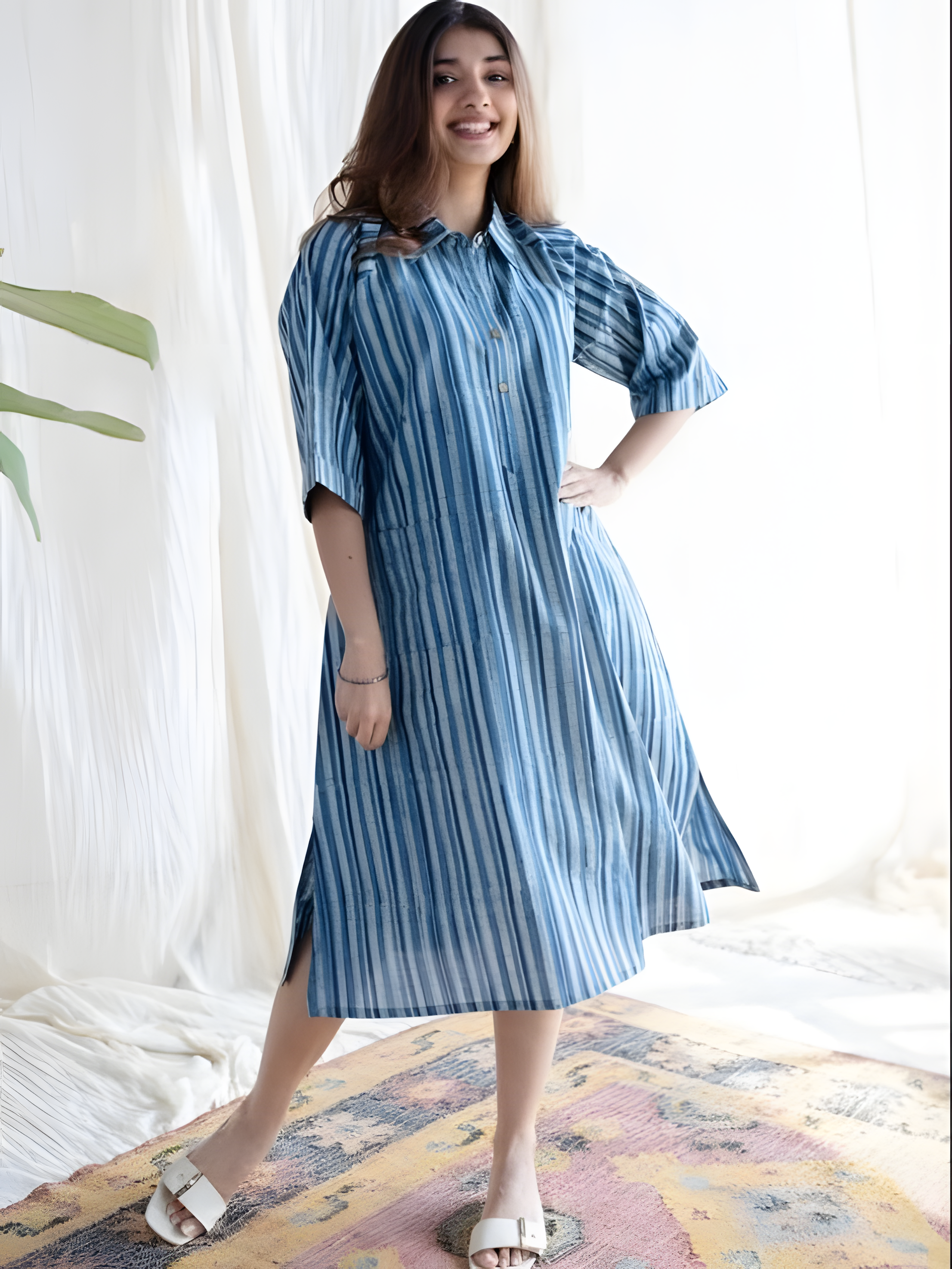 Straight Dabu Cotton Dress